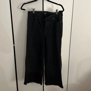 Paige Dip Dye Cropped Wide Leg Jeans 28